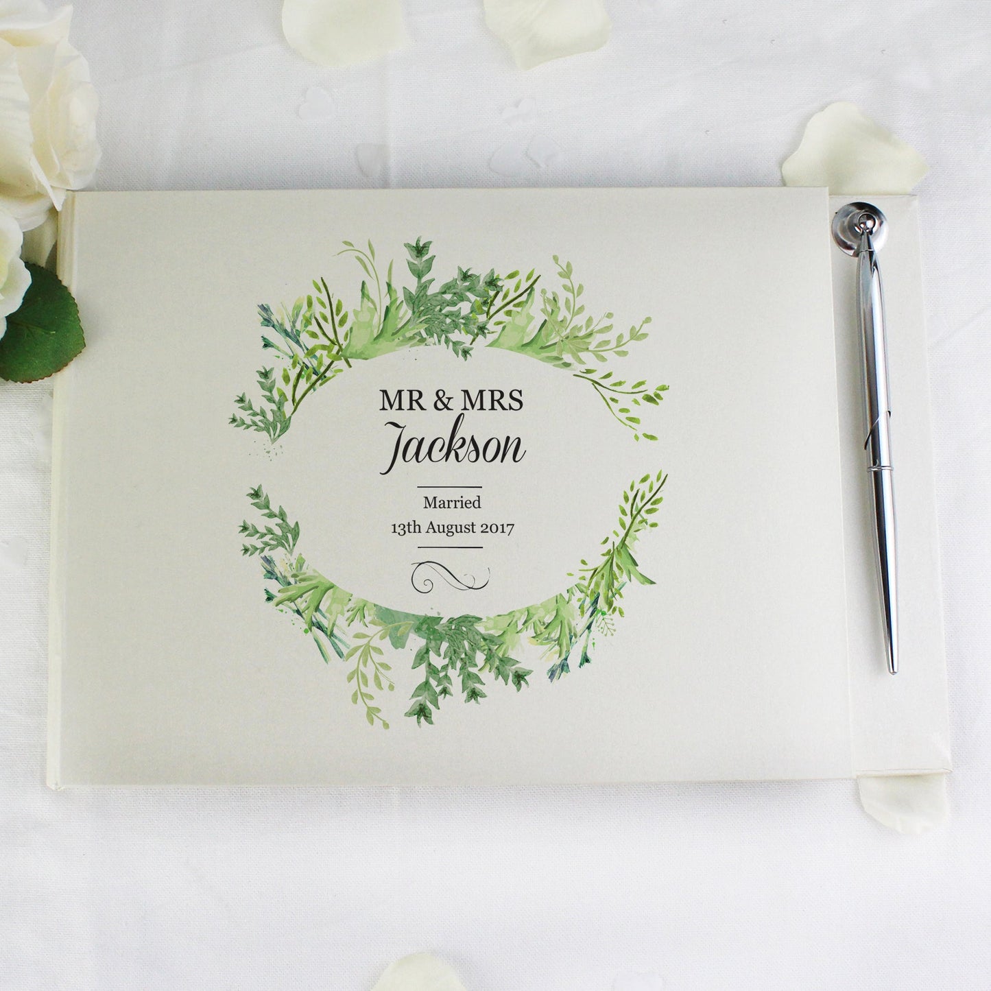 Personalised Fresh Botanical Hardback Guest Book & Pen