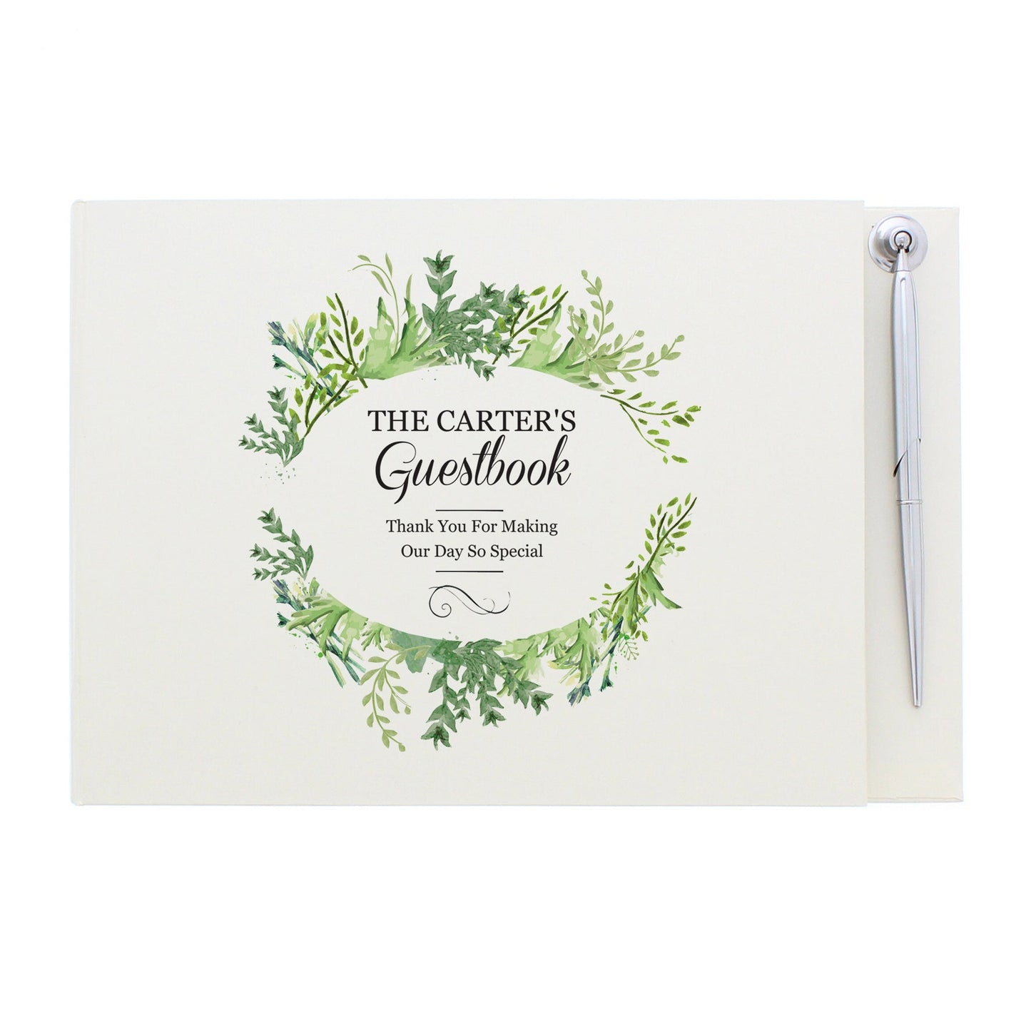 Personalised Fresh Botanical Hardback Guest Book & Pen