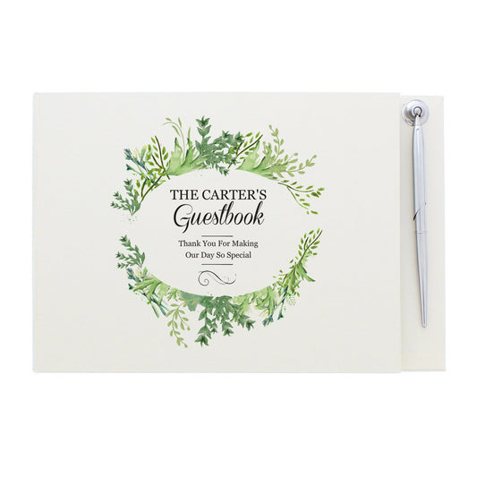 Personalised Fresh Botanical Hardback Guest Book & Pen