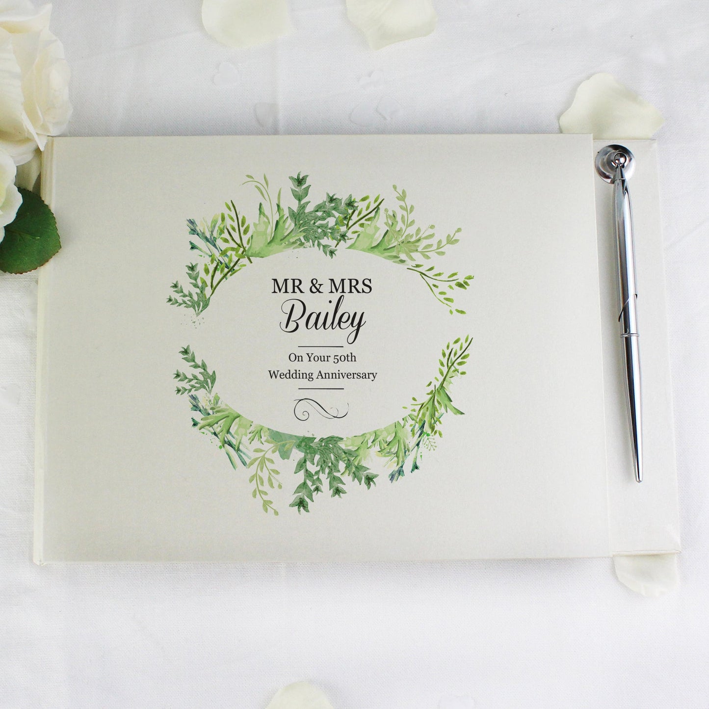 Personalised Fresh Botanical Hardback Guest Book & Pen