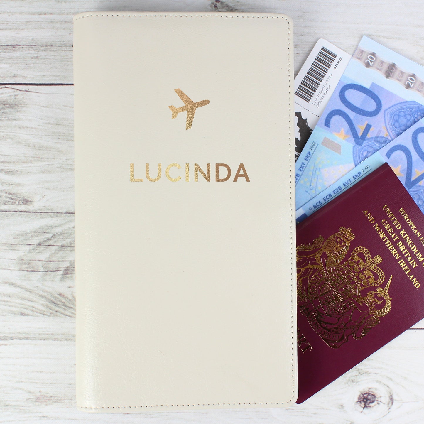 Personalised Gold Name Travel Document Holder