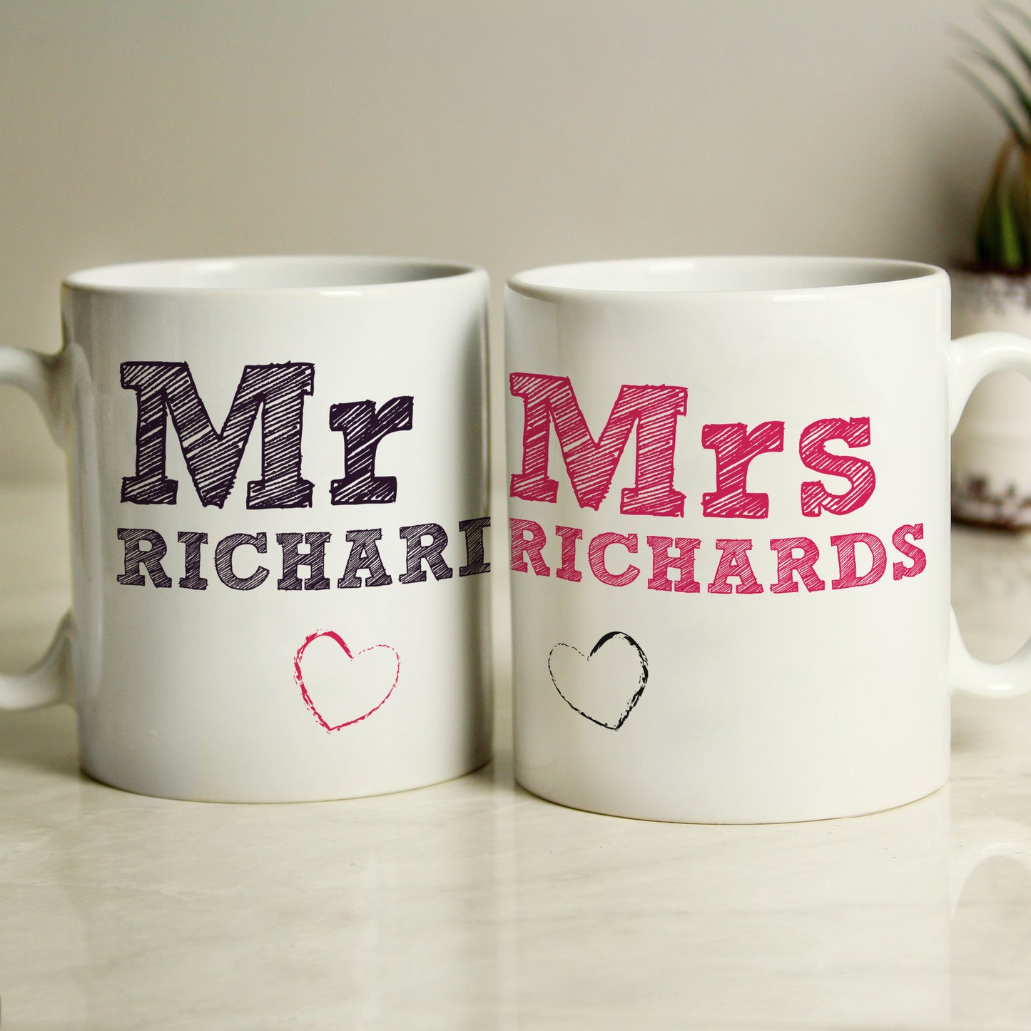 Personalised MR & MRS MUG SET