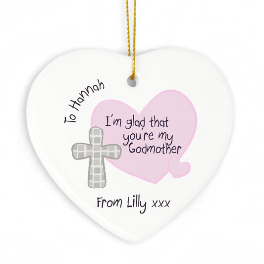 Personalised Godmother Ceramic Heart Decoration