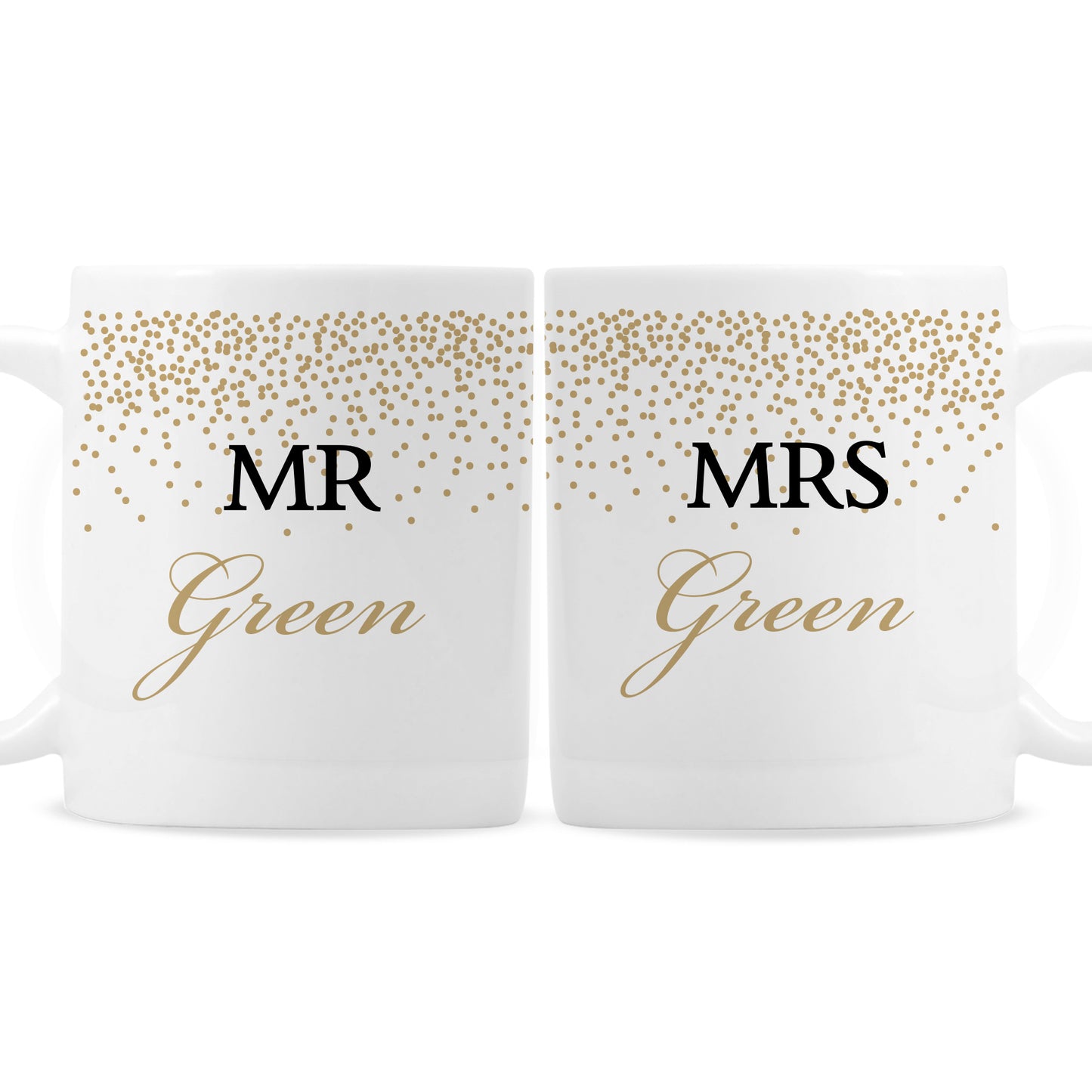 Personalised Gold Confetti Wedding Mug Set