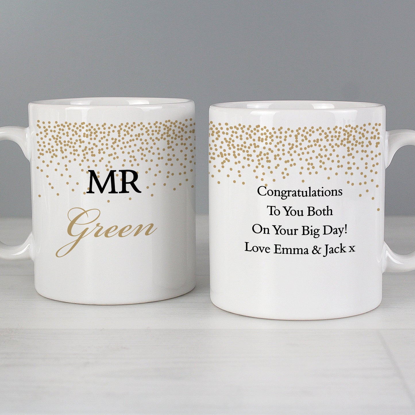 Personalised Gold Confetti Mug Set