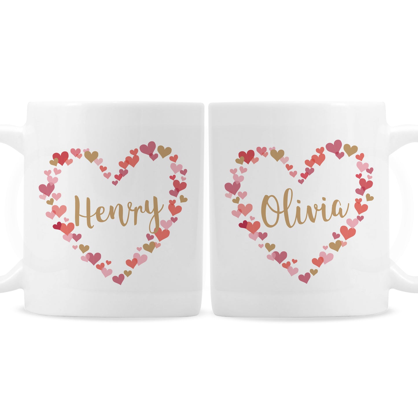 Personalised Confetti Hearts Wedding Mug Set