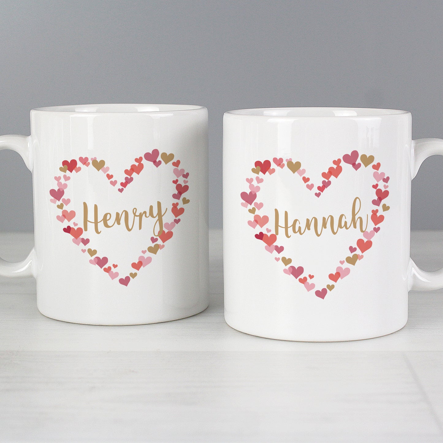 Personalised Confetti Hearts Wedding Mug Set