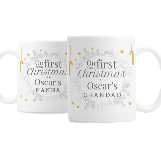 Personalised 'On Your First Christmas As' Mug Set