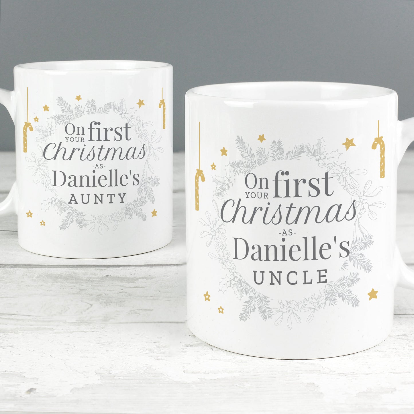 Personalised 'On Your First Christmas As' Mug Set