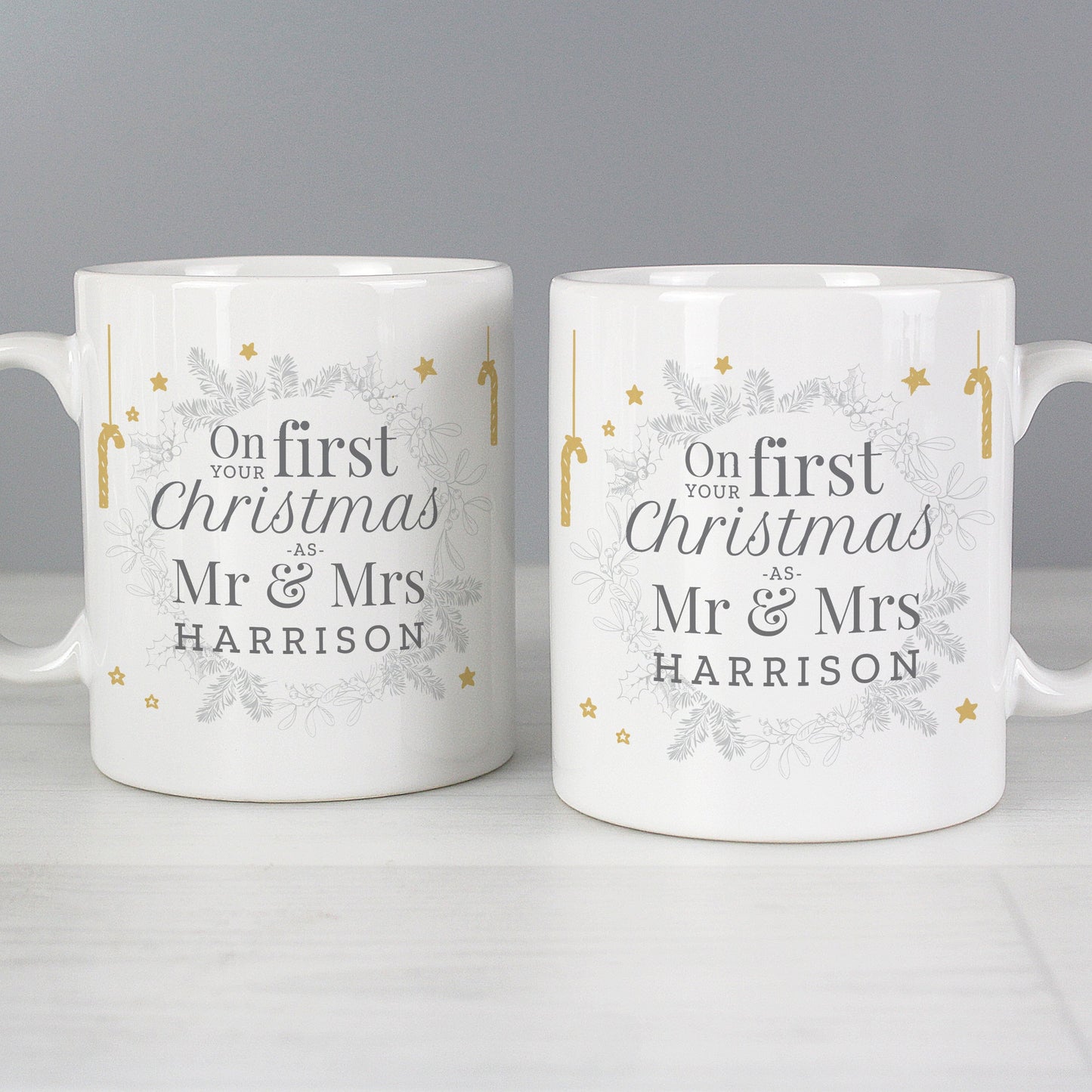 Personalised 'On Your First Christmas As' Mug Set