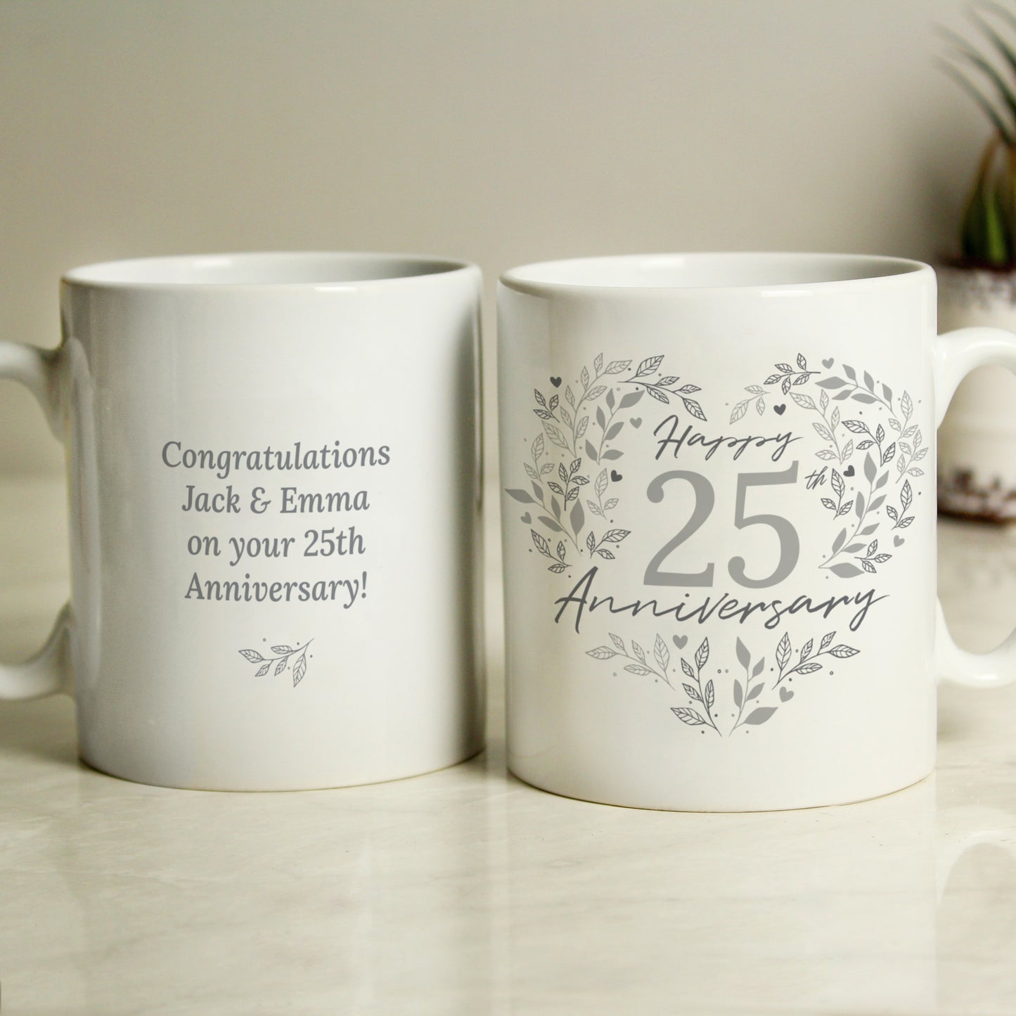 Personalised 25th Silver Wedding Anniversary Mug