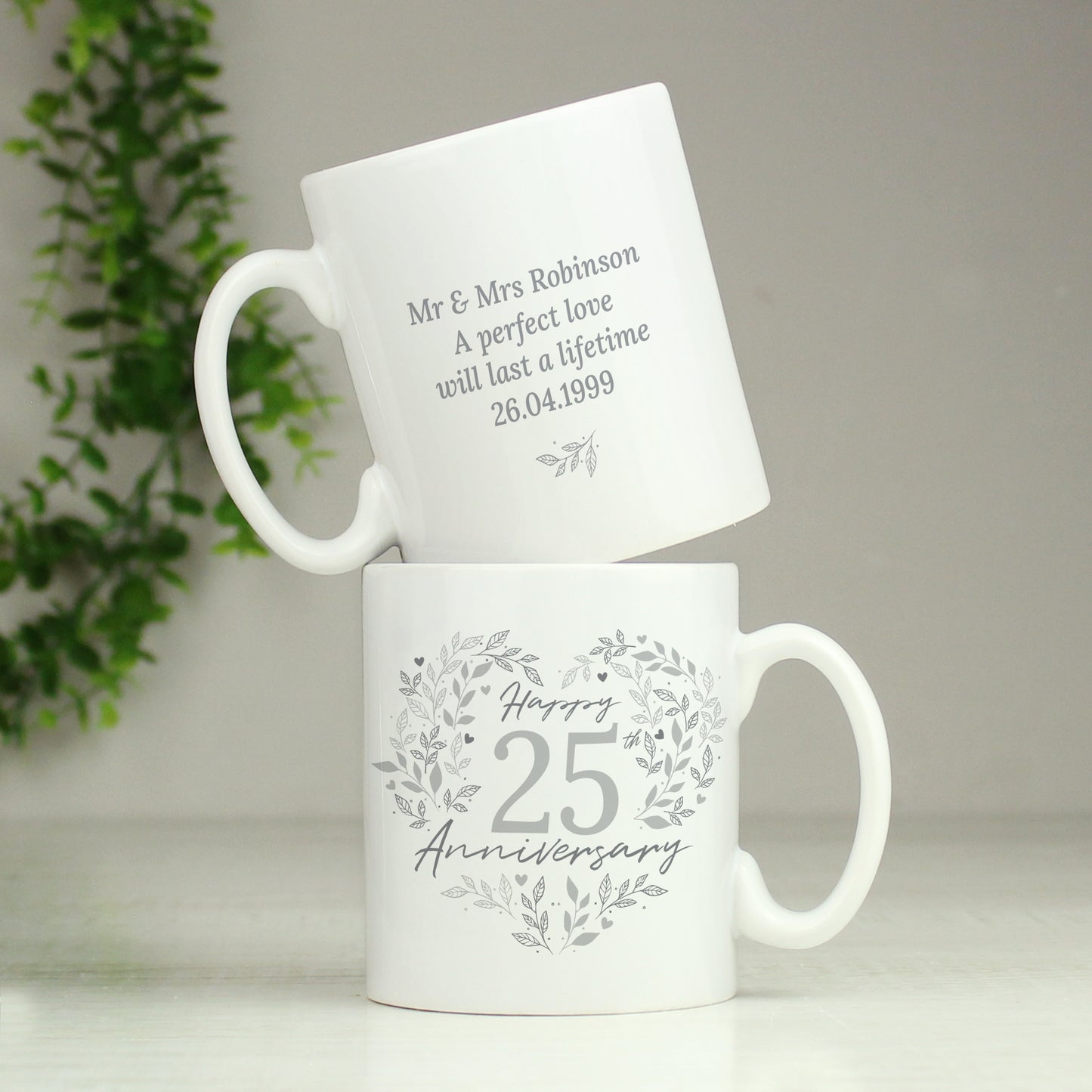 Personalised 25th Silver Wedding Anniversary Mug