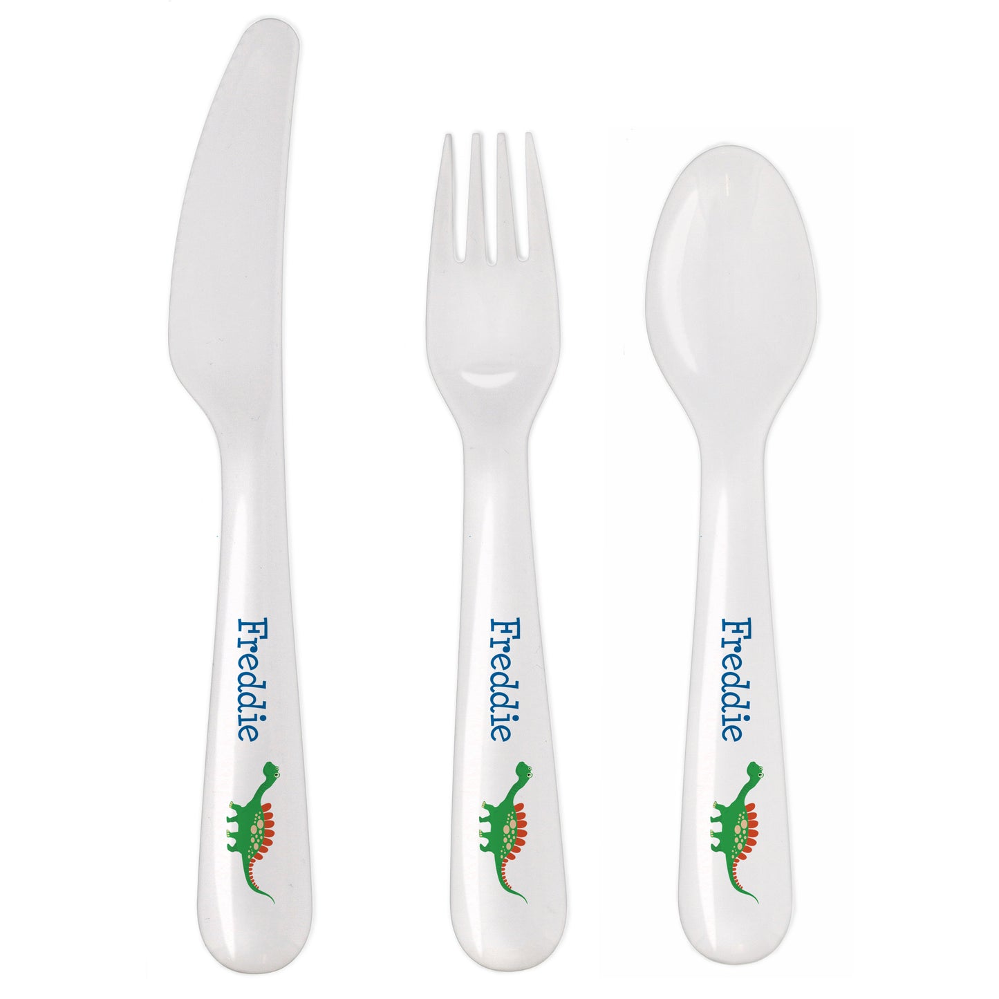 Personalised Dinosaur 3 Piece Plastic Cutlery Set