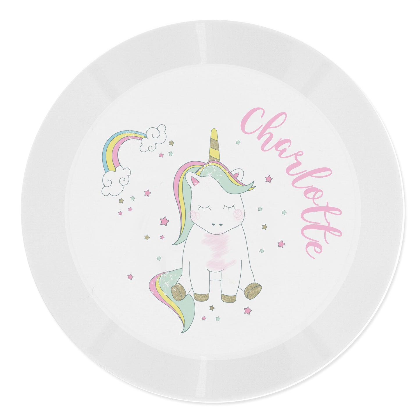 Personalised Baby Unicorn Plastic Plate