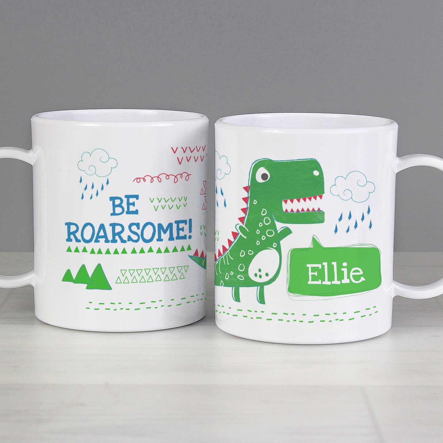 Personalised Be Roarsome Dinosaur Plastic Mug