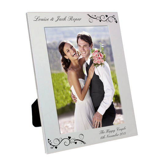 Personalised Silver 5x7 Black Swirl Photo Frame