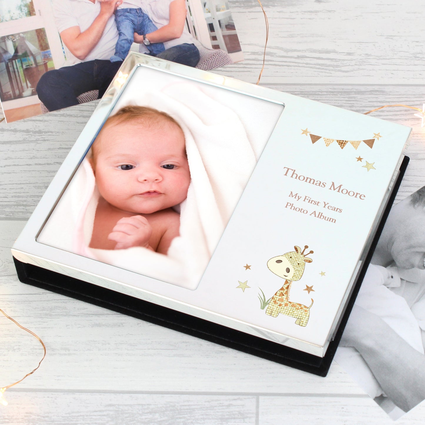 Personalised Hessian Giraffe 6x4 Photo Frame Album