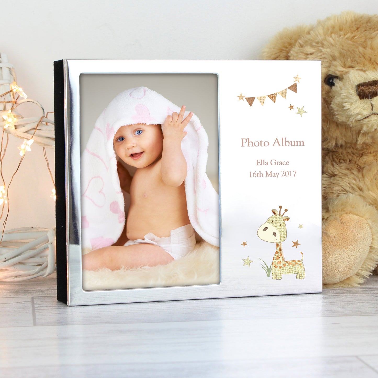 Personalised Hessian Giraffe 6x4 Photo Frame Album