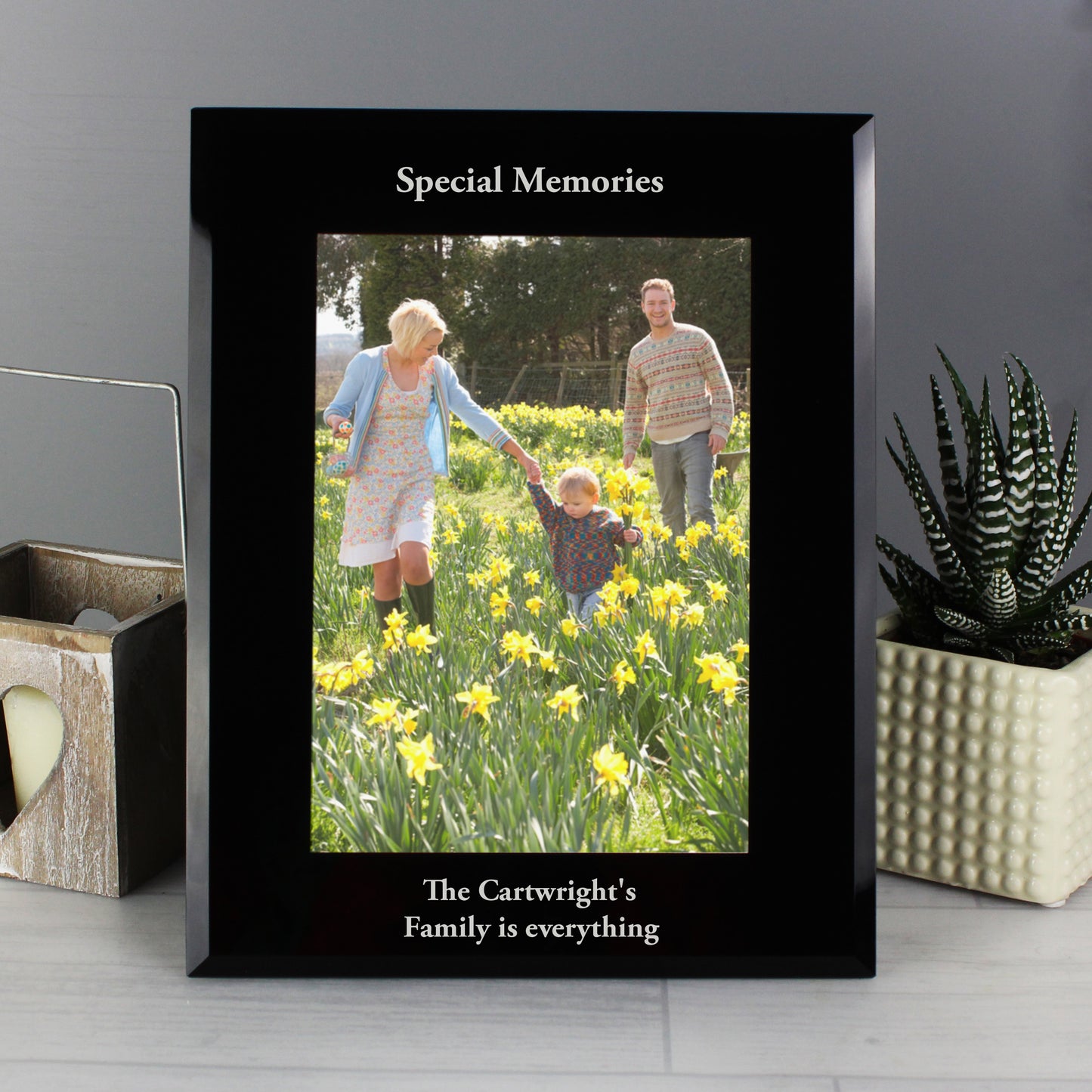 Personalised 5x7 Black Glass Photo Frame