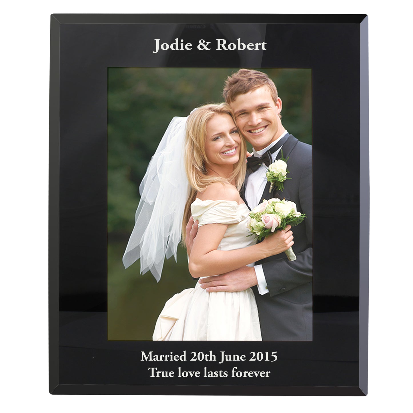 Personalised 5x7 Black Glass Photo Frame