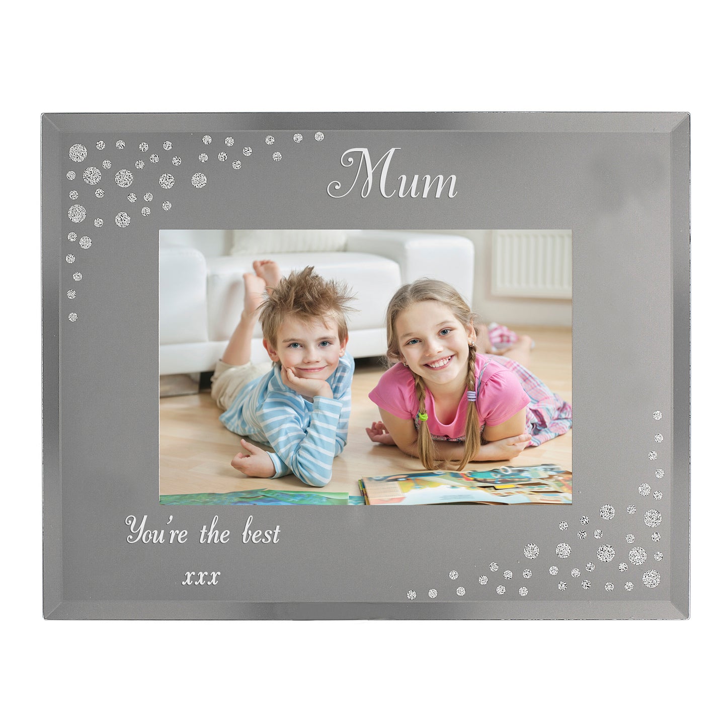 Personalised Any Message 6x4 Landscape Diamante Glass Photo Frame