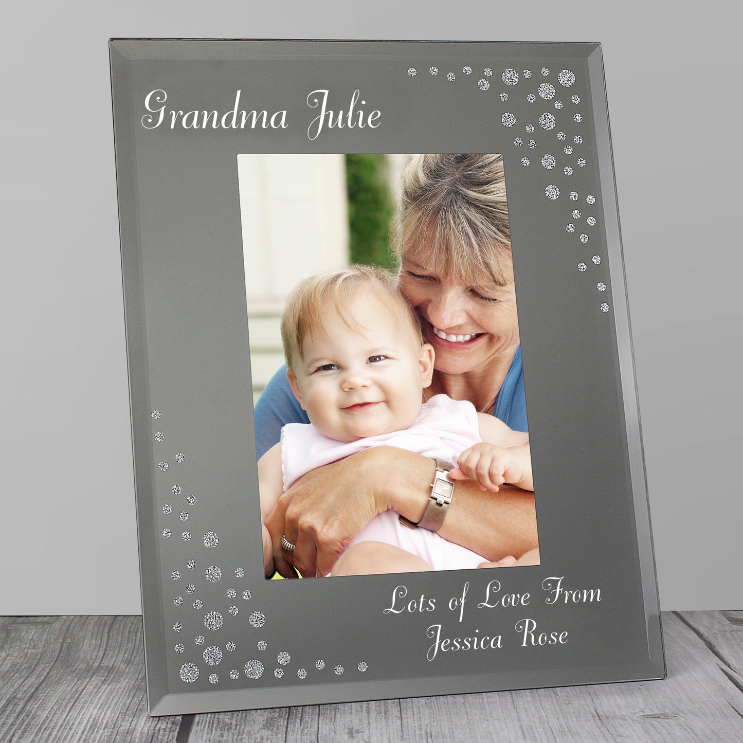 Personalised Any Message 6x4 Diamante Glass Photo Frame