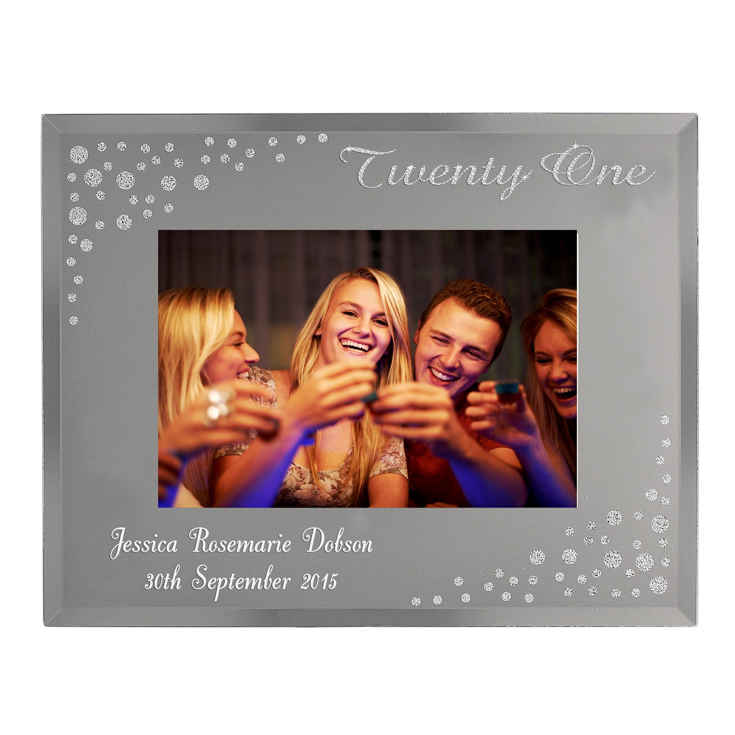 Personalised Twenty One Diamante 6x4 Glass Photo Frame