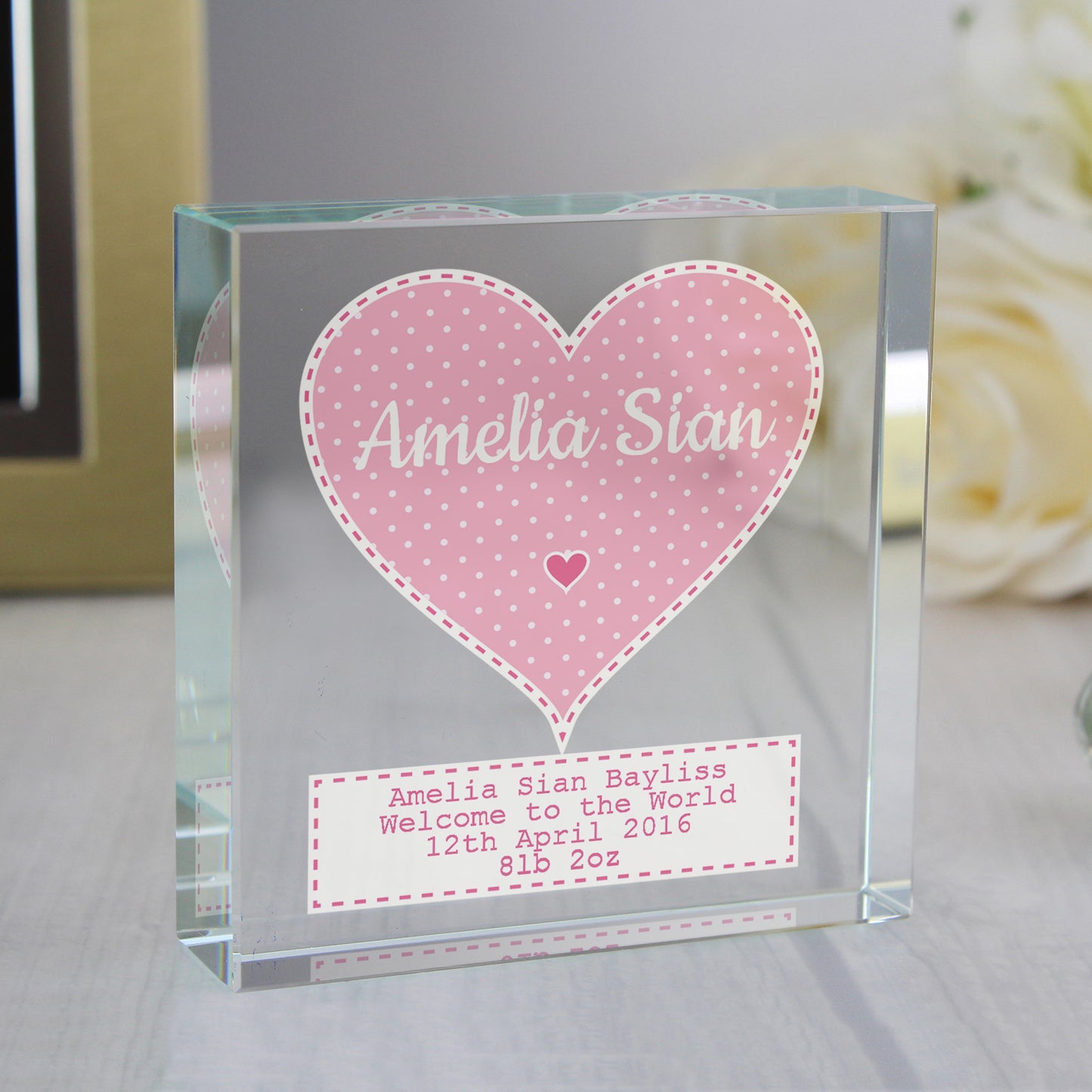 Personalised Stitch & Dot Baby Girl Crystal Token