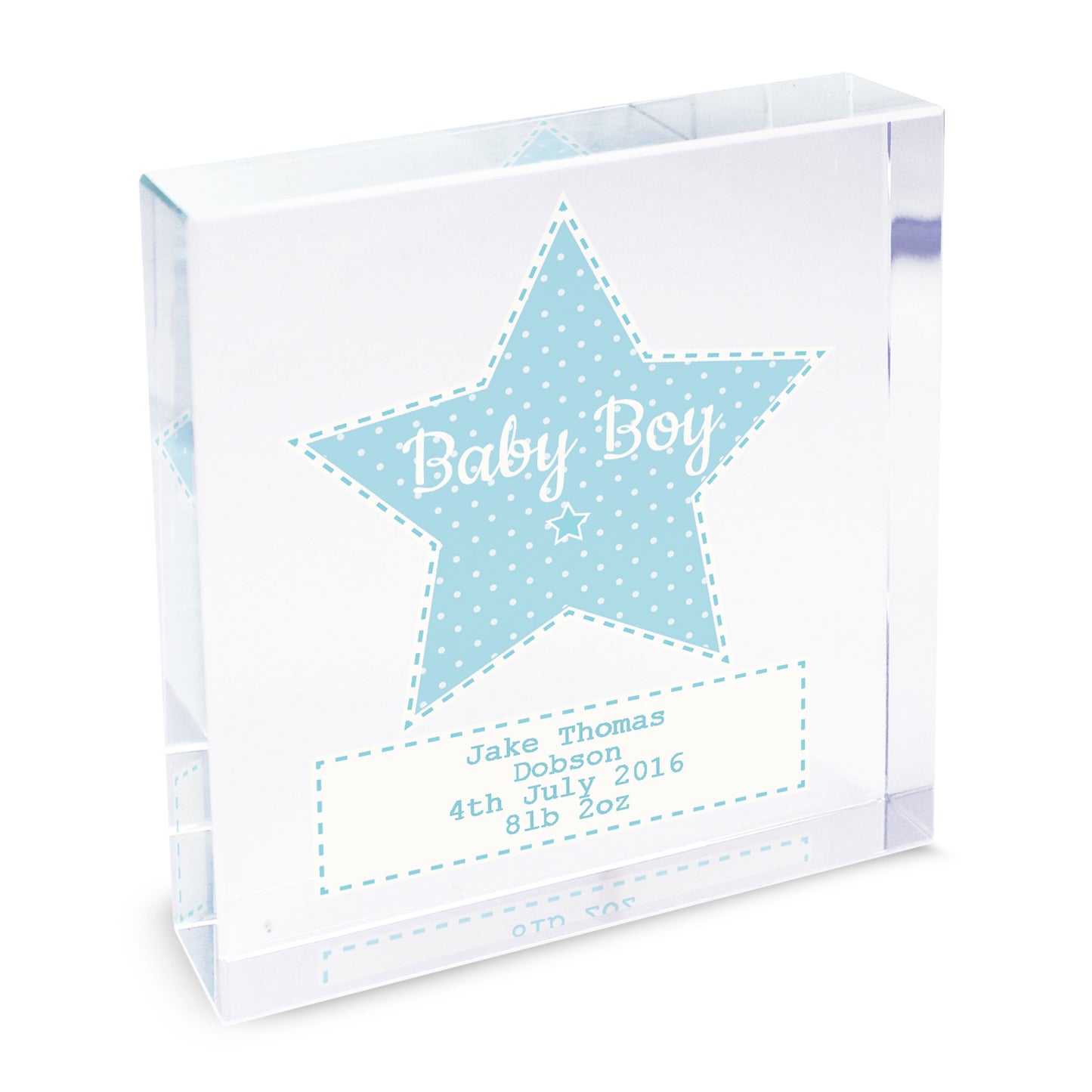 Personalised Stitch & Dot Baby Boy Crystal Token