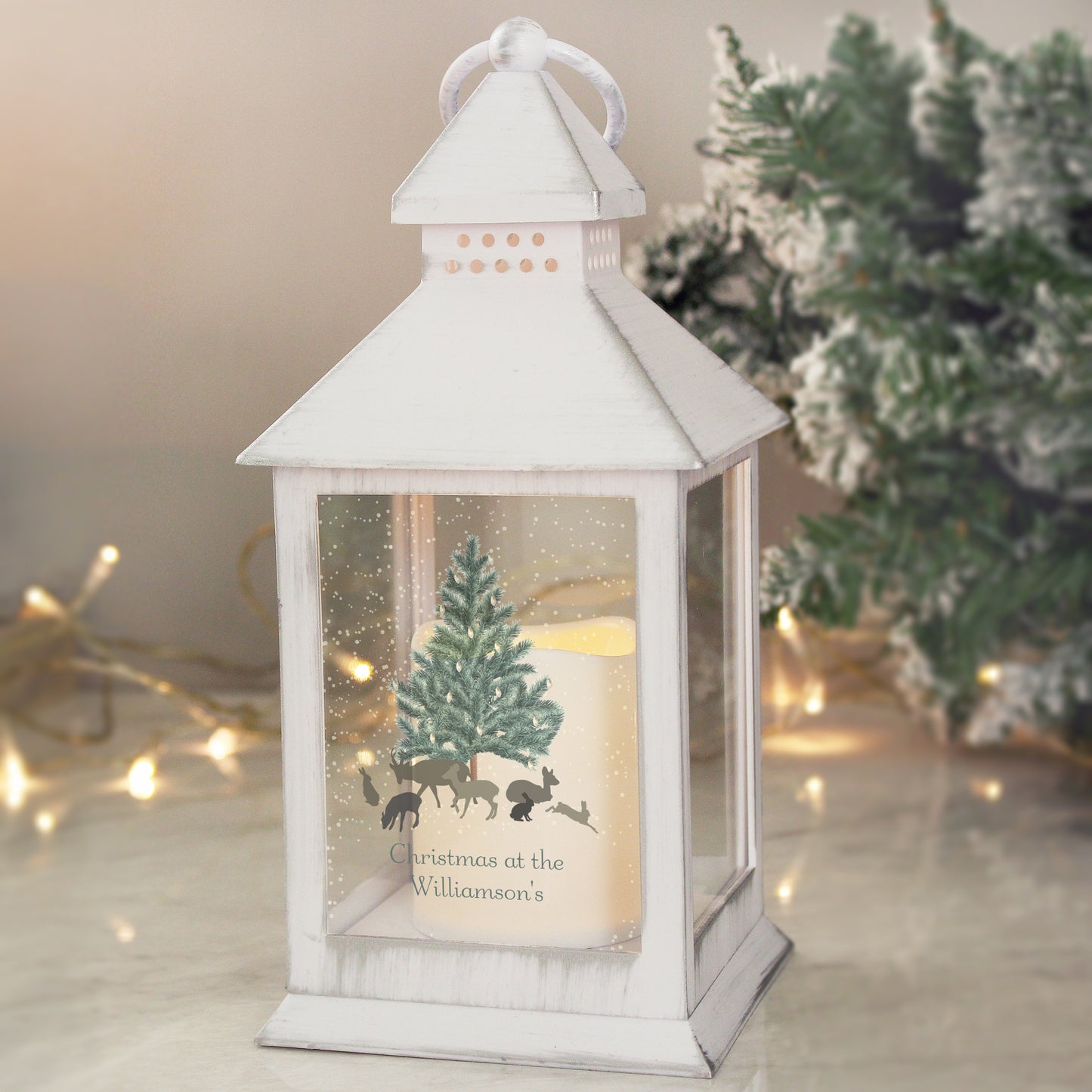 Personalised A Winter's Night White Lantern