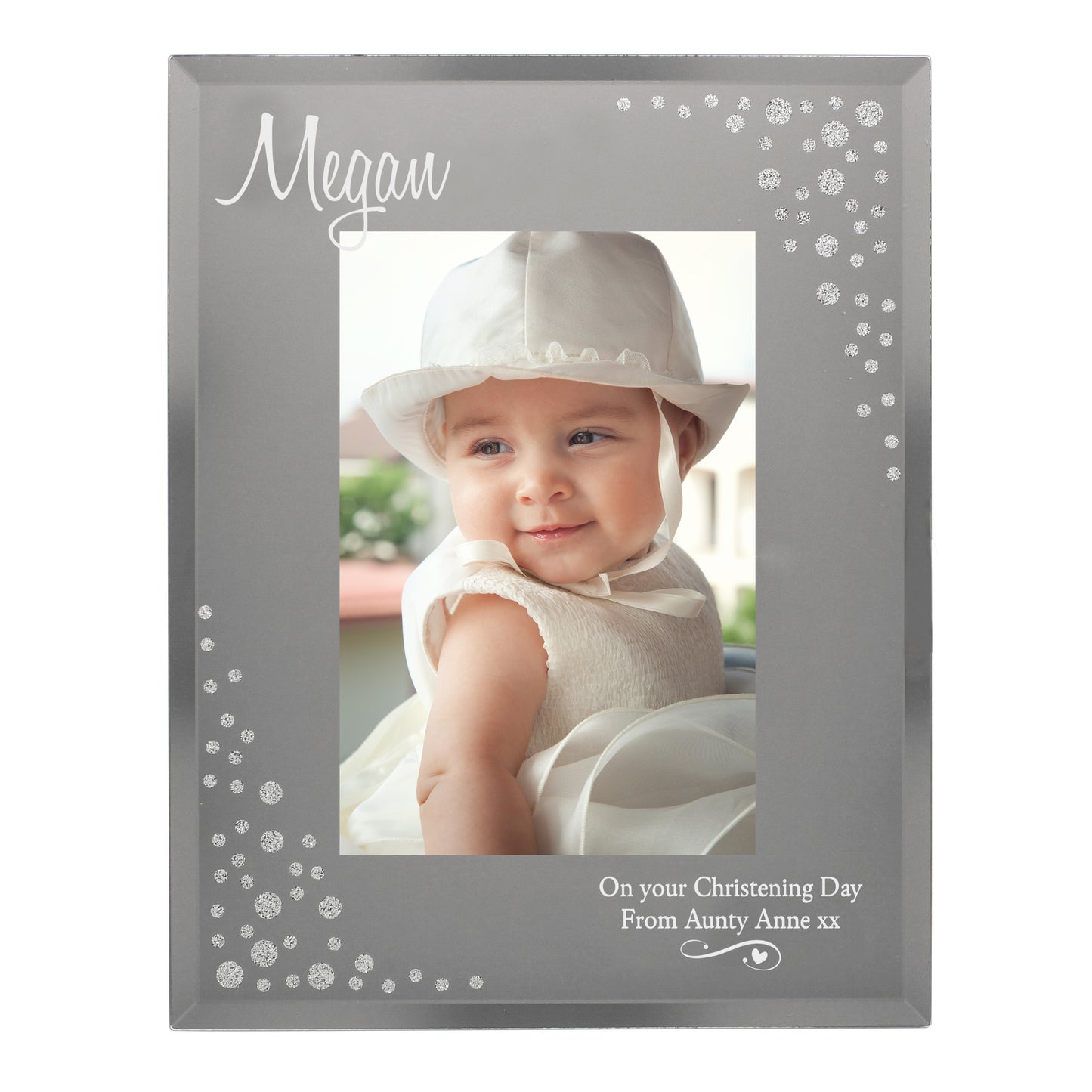 Personalised Swirls & Hearts Diamante 6x4 Glass Photo Frame