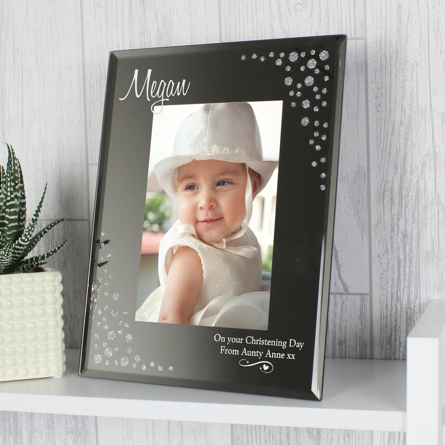 Personalised Swirls & Hearts Diamante 6x4 Glass Photo Frame