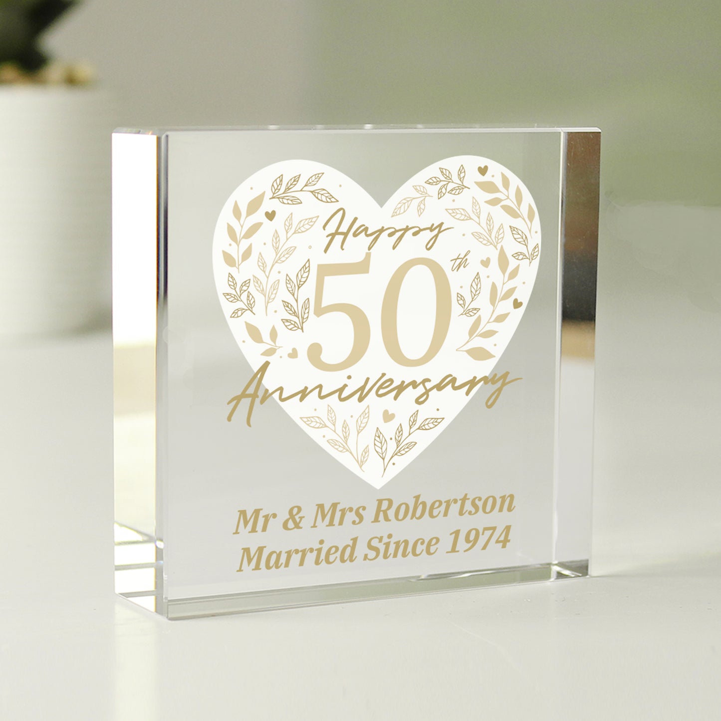 Personalised 50th Golden Wedding Anniversary Crystal Token