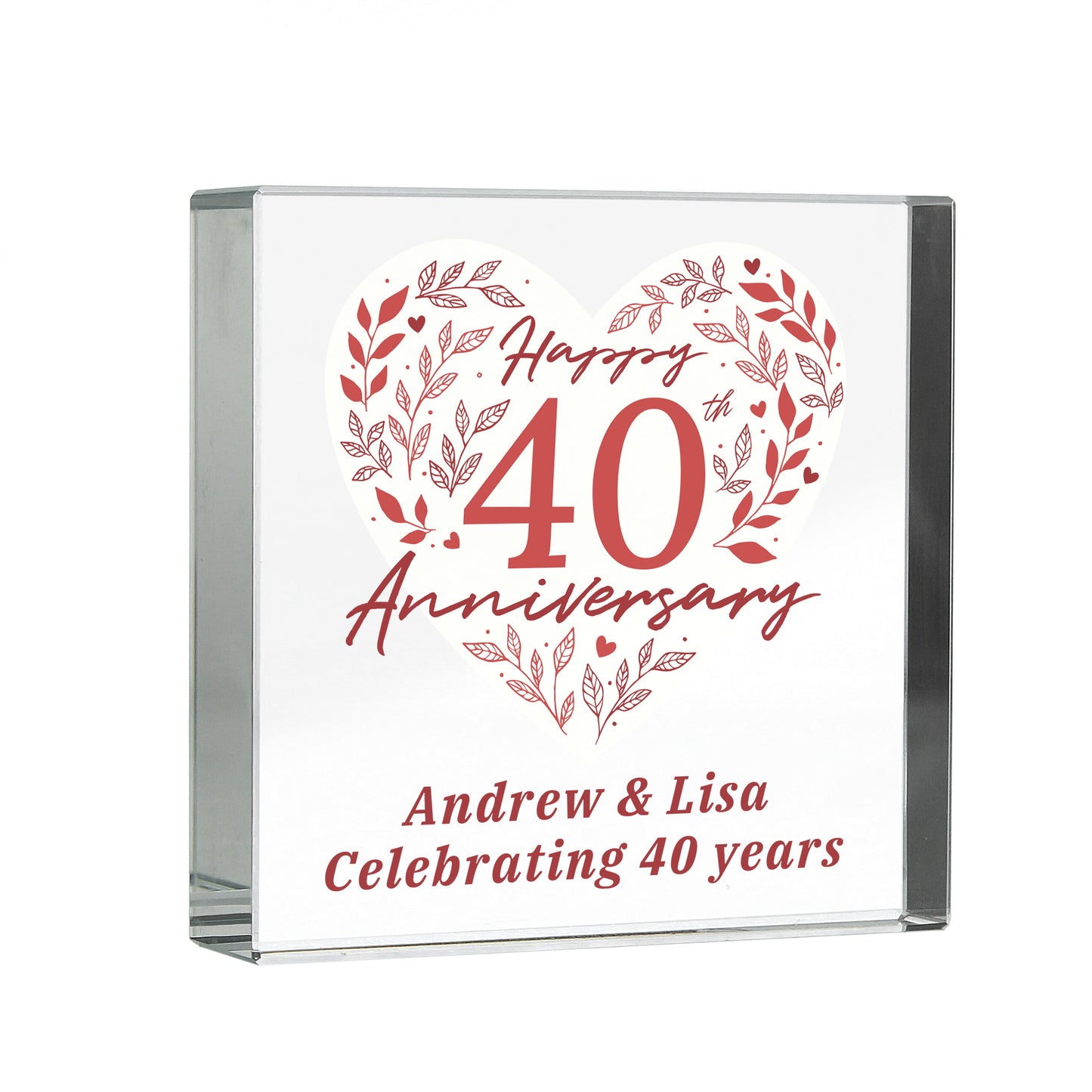 Personalised 40th Ruby Wedding Anniversary Crystal Token