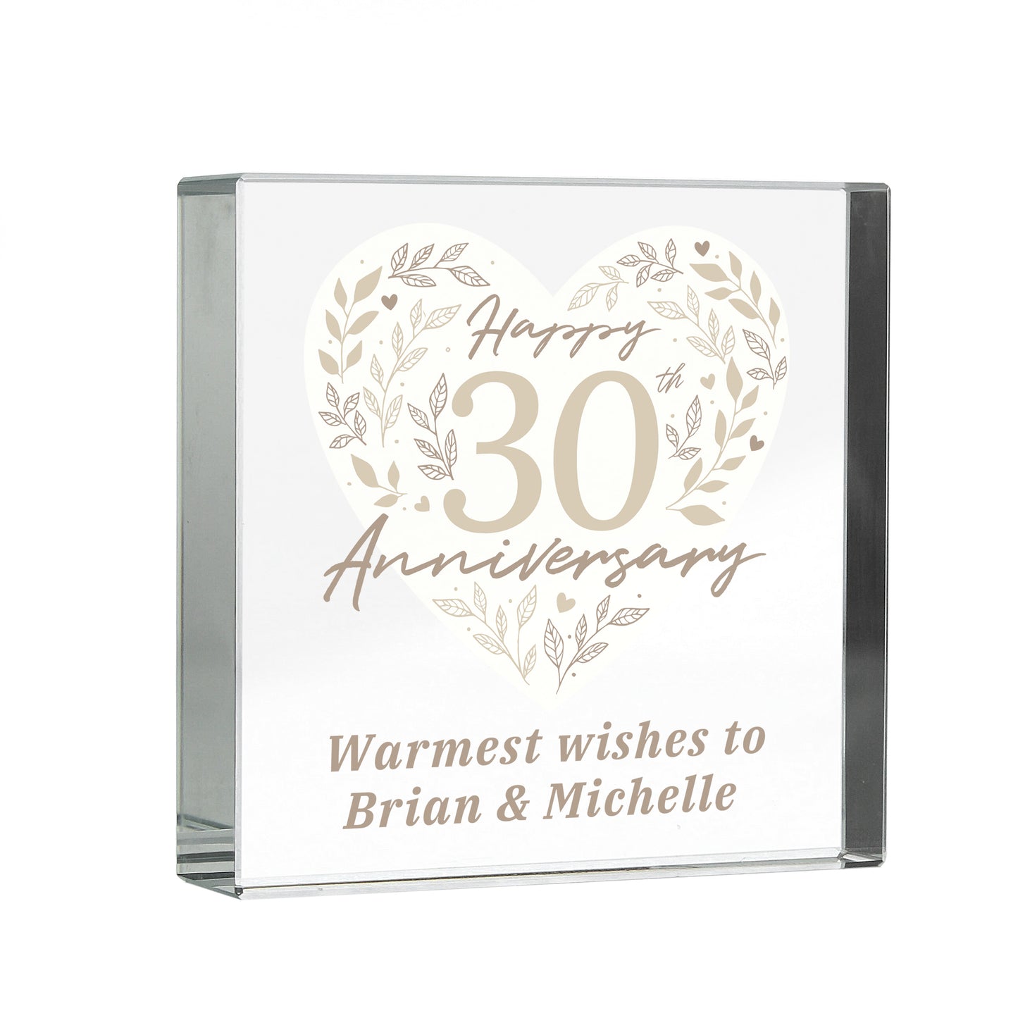 Personalised 30th Pearl Wedding Anniversary Crystal Token