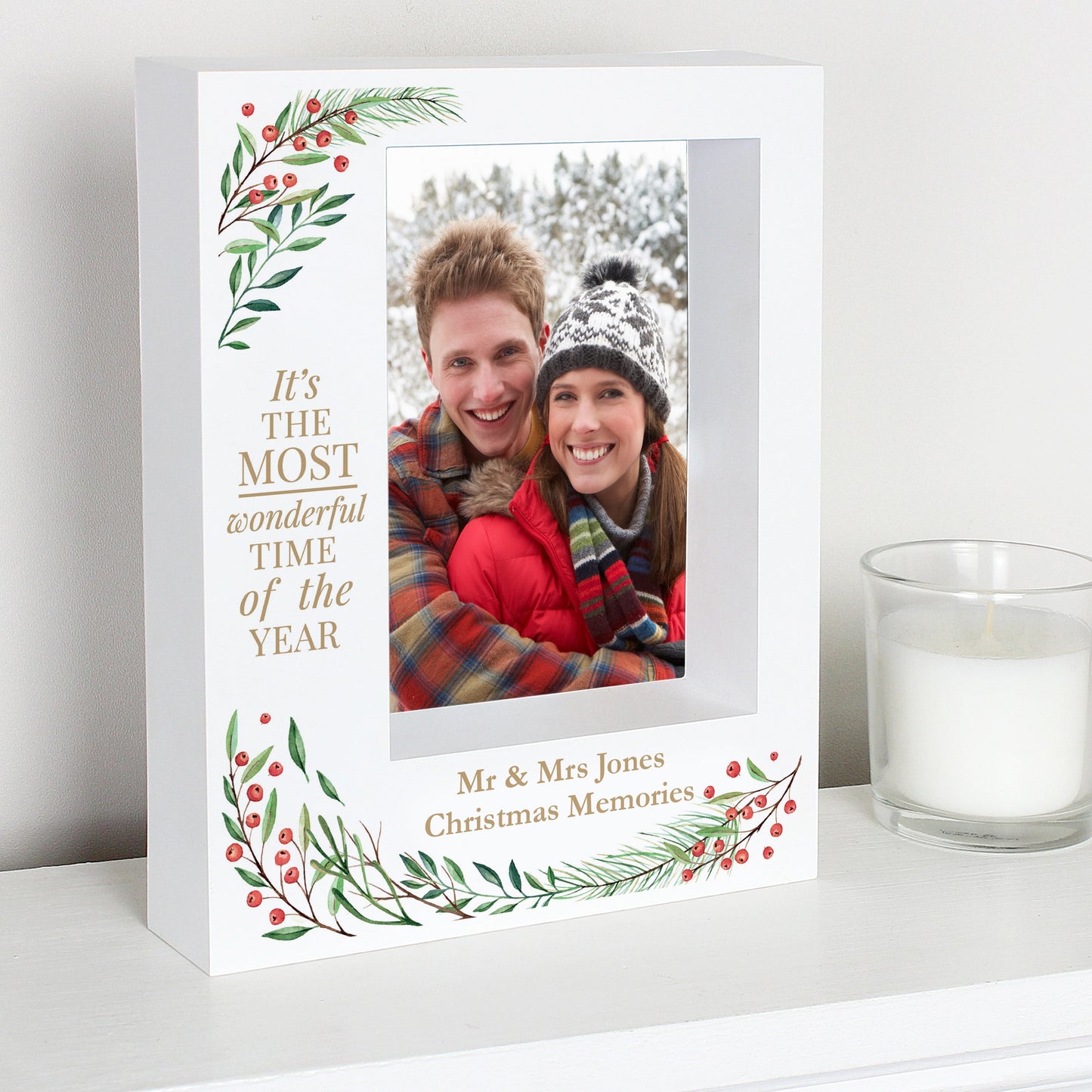 Personalised 'Wonderful Time of The Year Christmas' 5x7 Box Photo Frame