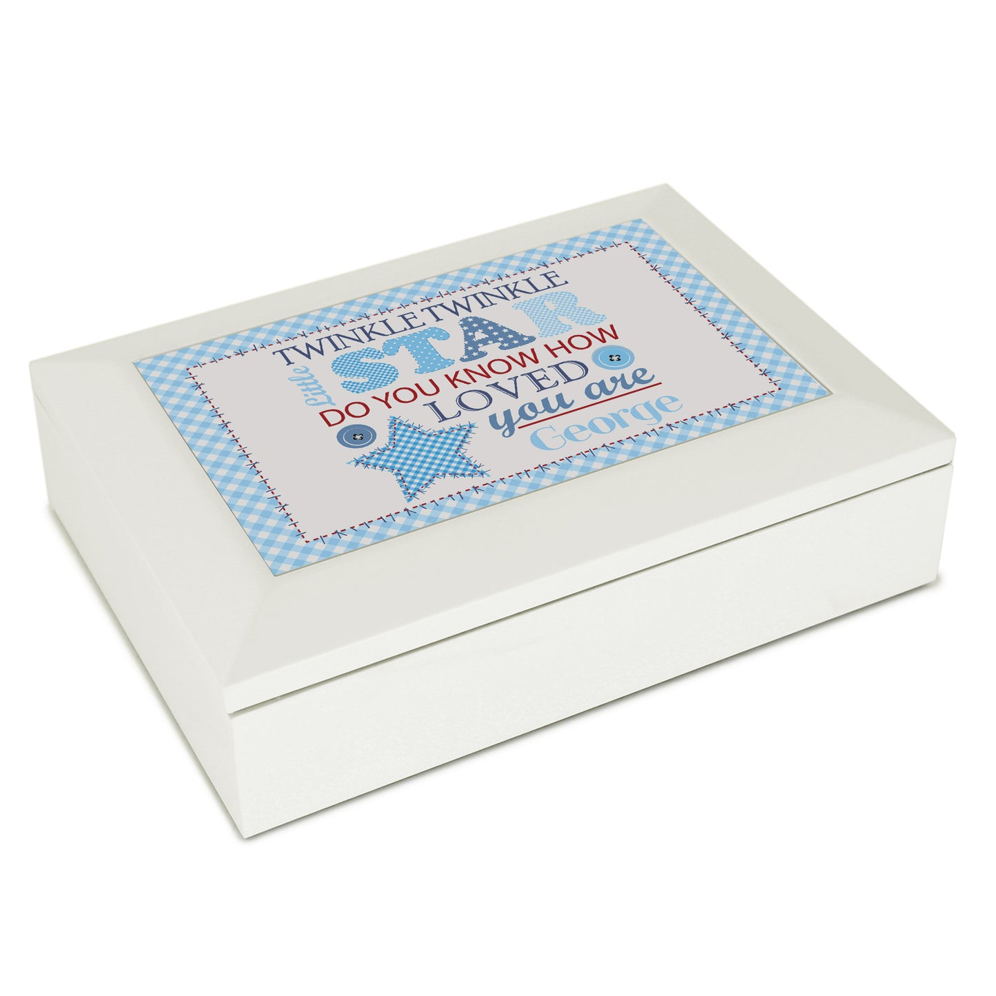 Personalised Twinkle Boys White Keepsake Box