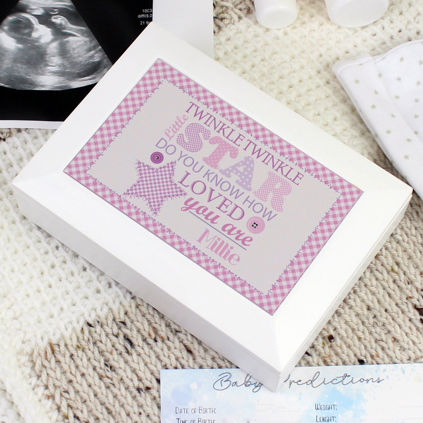 Personalised Twinkle Girls White Keepsake Box