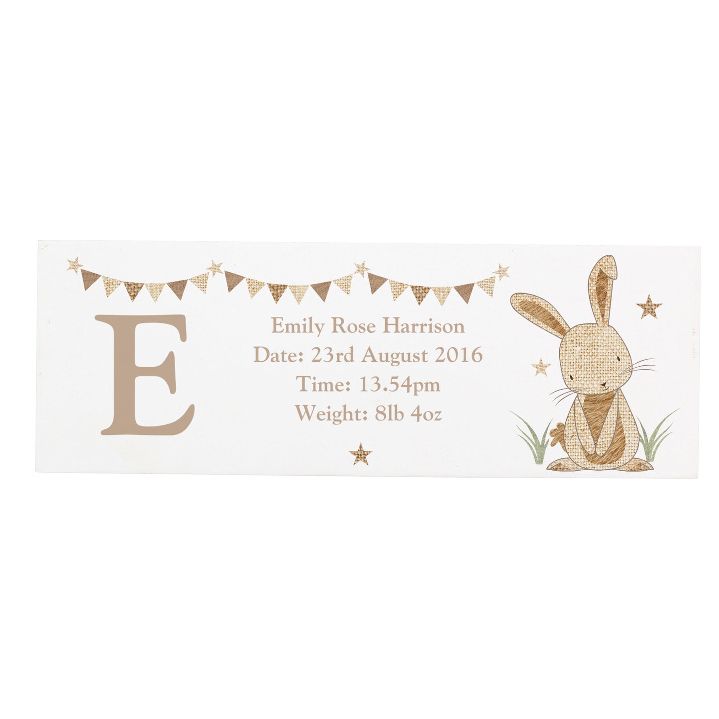 Personalised Hessian Rabbit Wooden Mantel Decoration