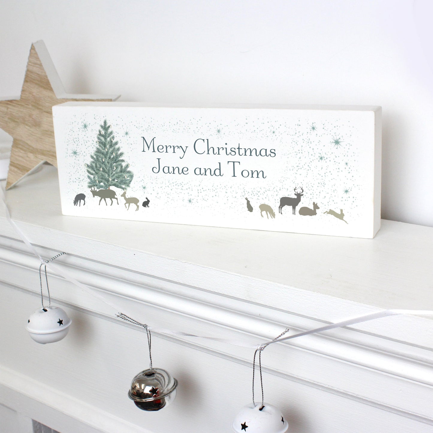 Personalised A Winters Night Wooden Block Sign