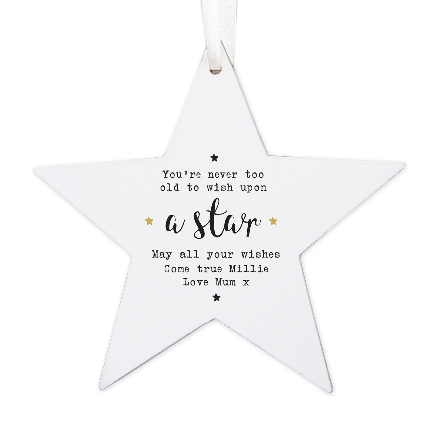 Personalised Wish Upon a Star Wooden Star Decoration