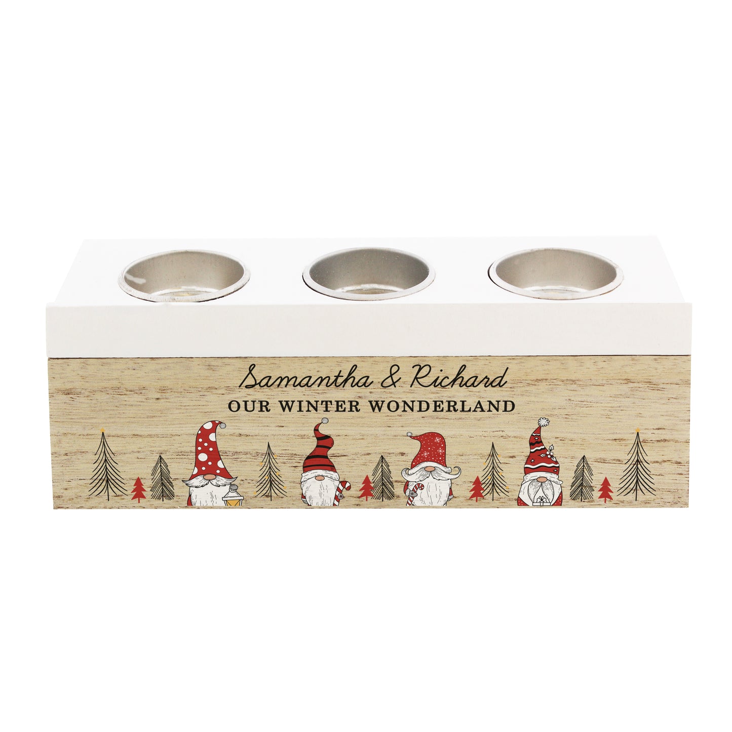 Personalised Gonk Christmas Triple Tea Light Box