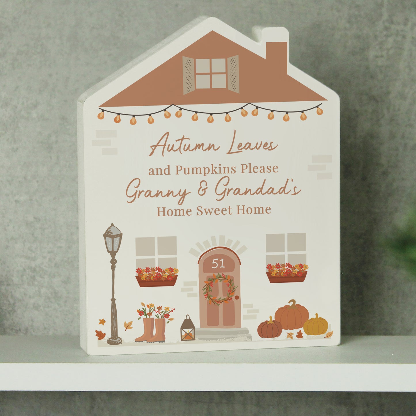 Personalised Autumnal Wooden House Ornament