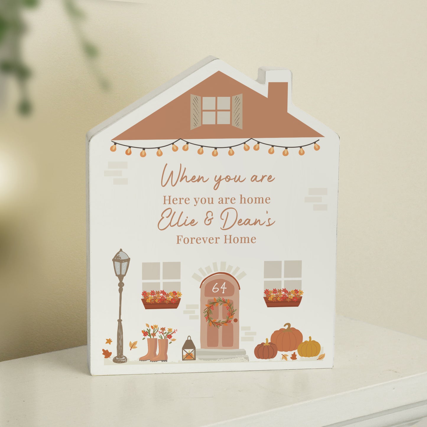 Personalised Autumnal Wooden House Ornament