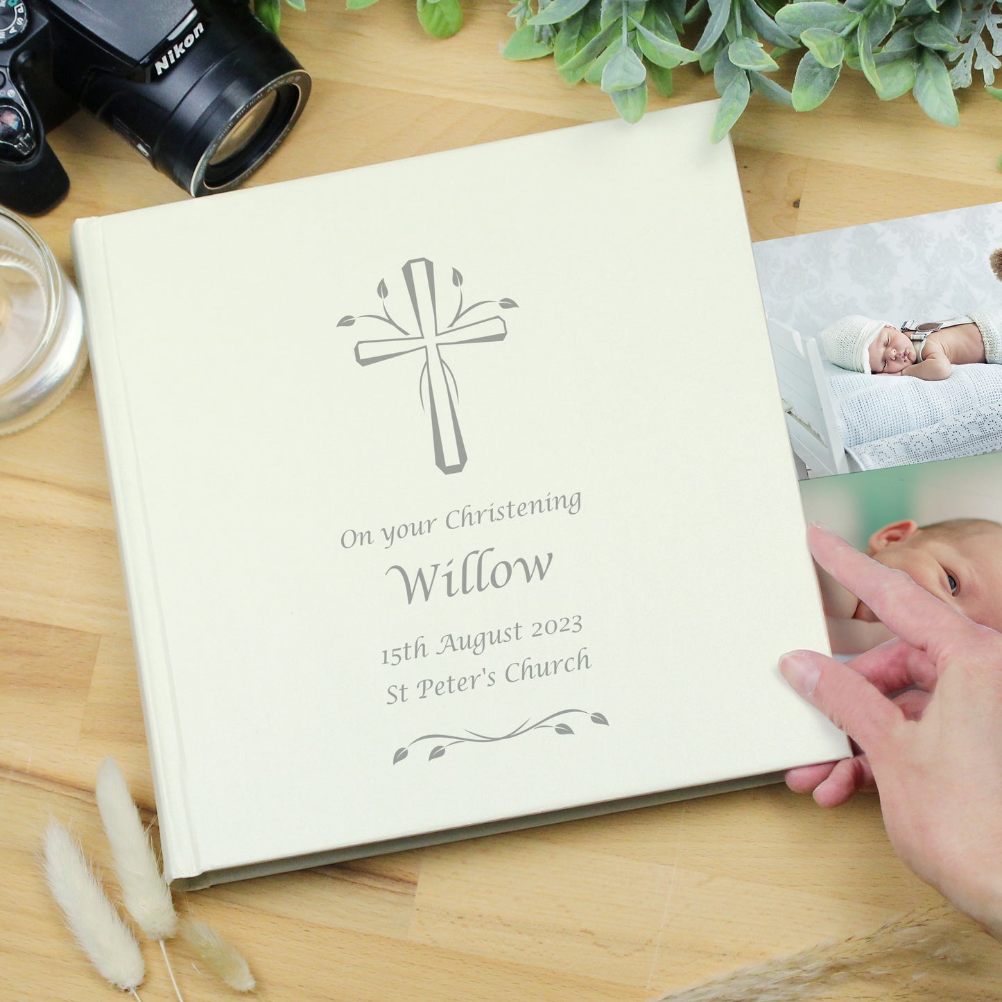 Personalised Silver Cross Square Photo Album