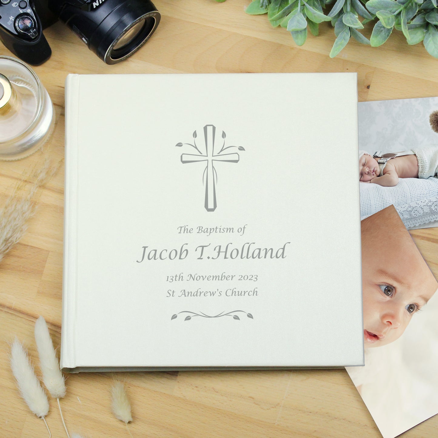 Personalised Silver Cross Square Photo Album