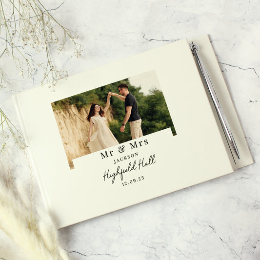 Personalised Photo Upload Hardback Guest Book & Pen