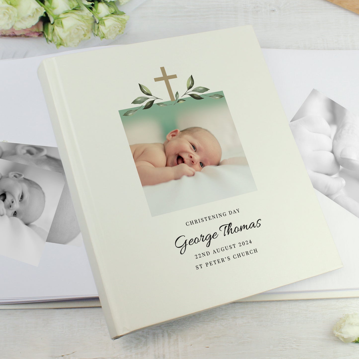 Personalised Religious Cross Photo Upload Traditional Photo Album