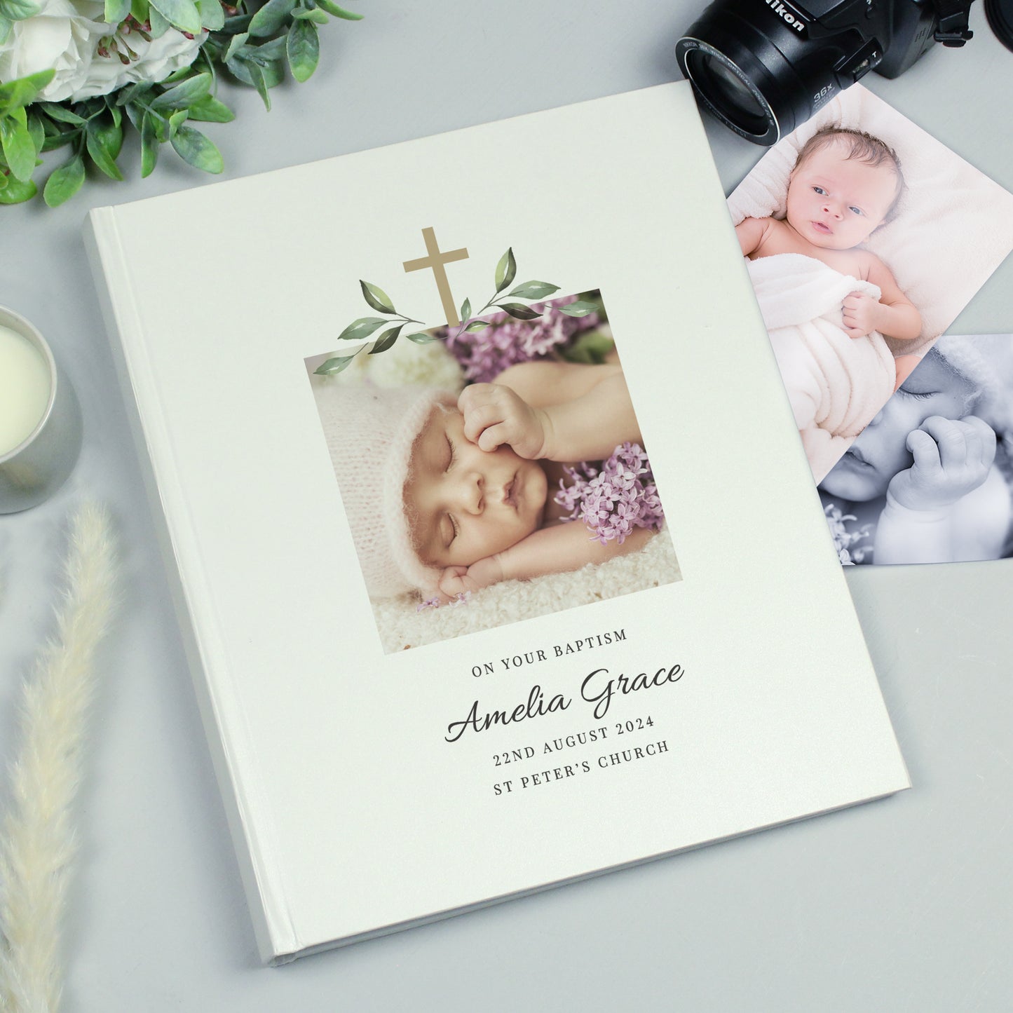 Personalised Religious Cross Photo Upload Traditional Photo Album