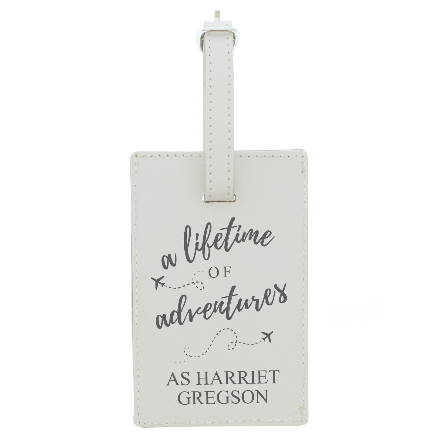 Personalised 'Lifetime of Adventures' Cream Luggage Tag